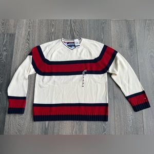 Tommy Hilfiger V-Neck Striped Sweater Size XL